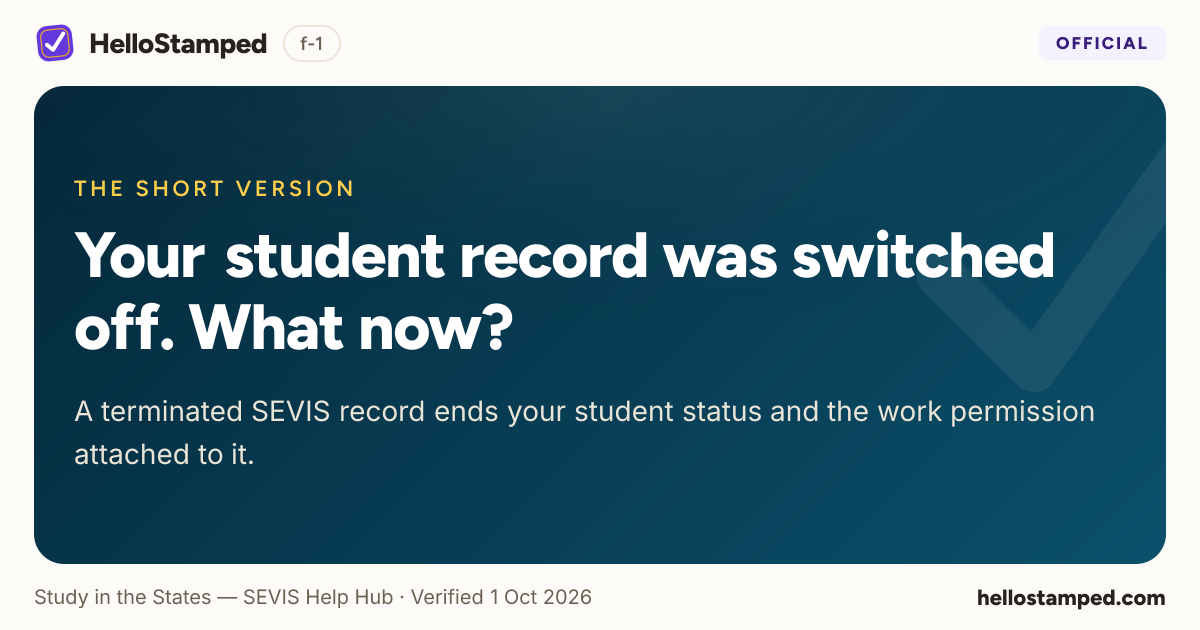 Your student record was switched off. What now? — a shareable card summarising this guide