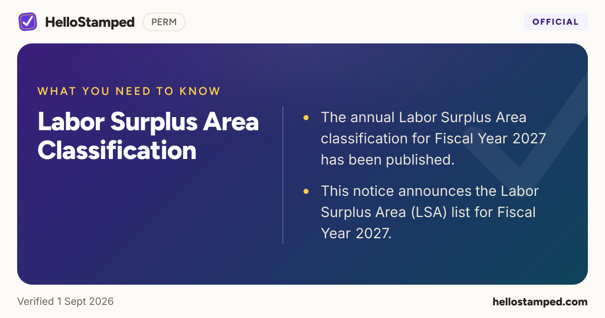 Labor Surplus Area Classification — a shareable card summarising this guide