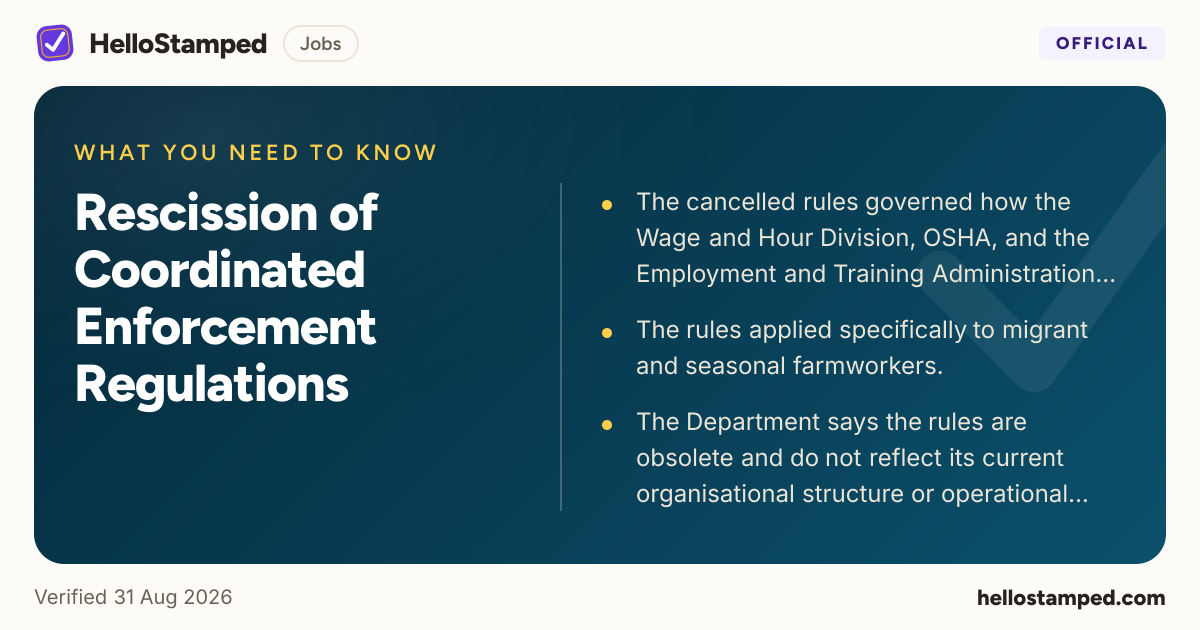 Rescission of Coordinated Enforcement Regulations — a shareable card summarising this guide