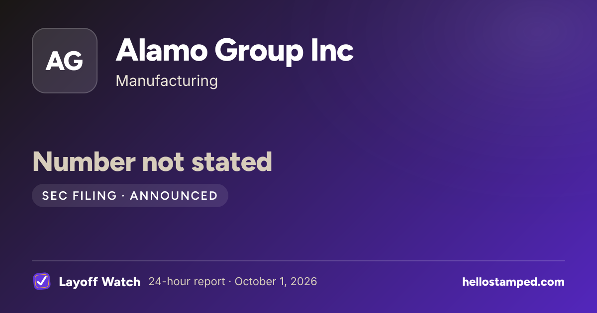Alamo Group Inc: Number not stated — a shareable card summarising this report