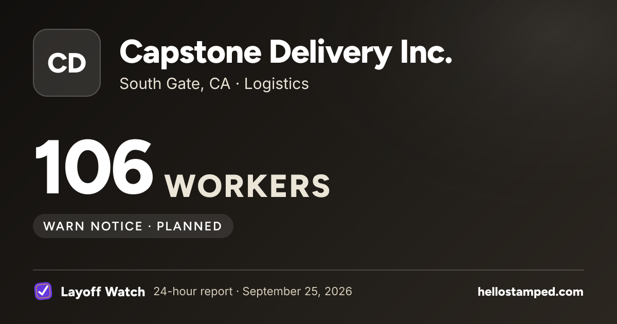 Capstone Delivery Inc.: 106 — a shareable card summarising this report