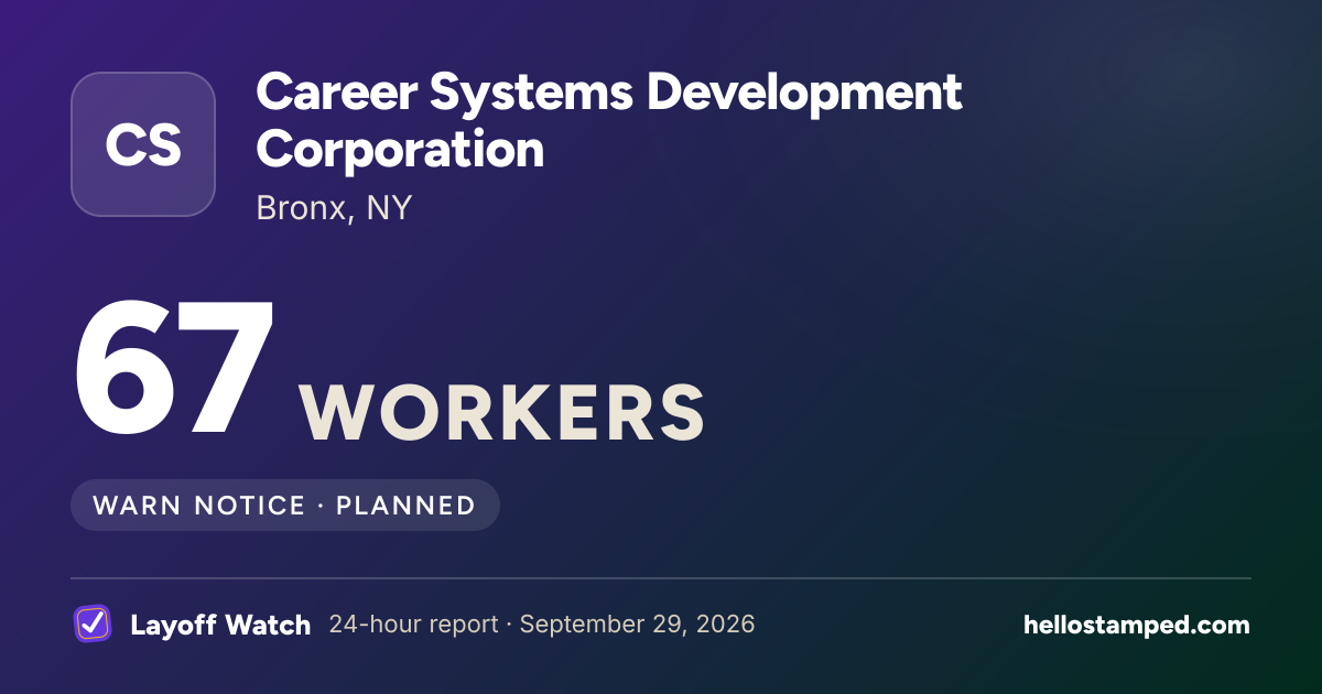 Career Systems Development Corporation: 67 — a shareable card summarising this report