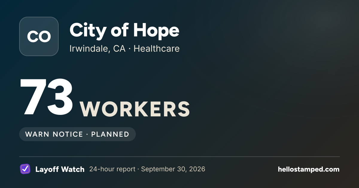 City of Hope: 73 — a shareable card summarising this report