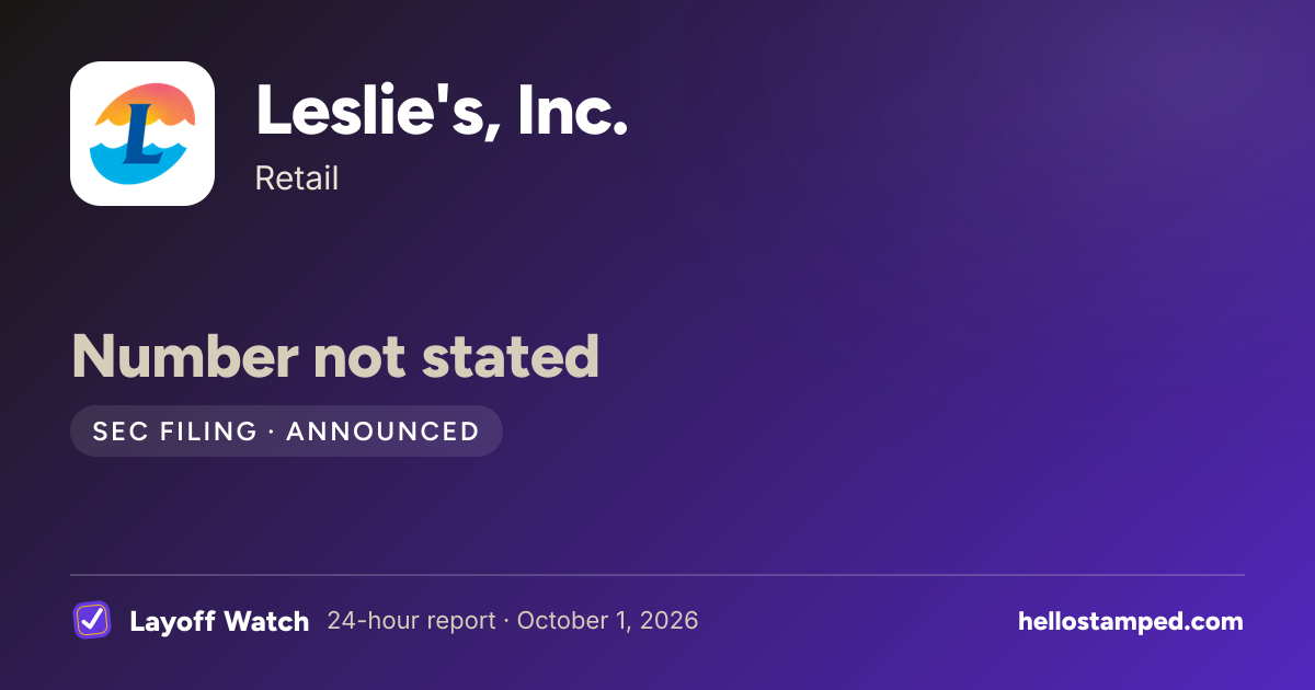 Leslie's, Inc.: Number not stated — a shareable card summarising this report