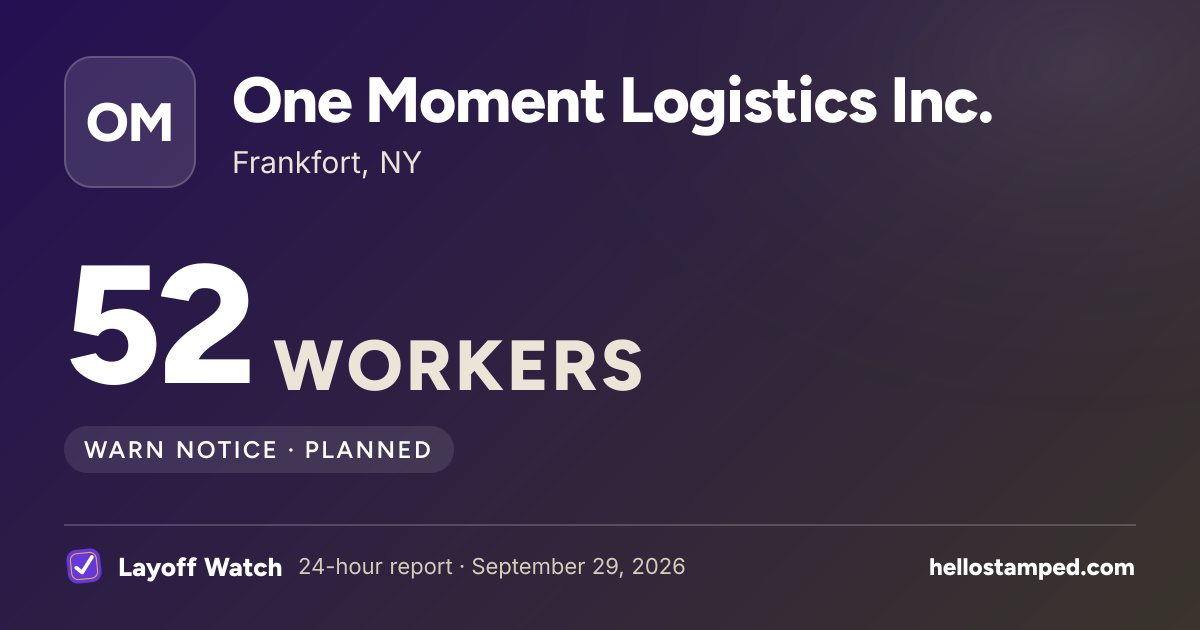 One Moment Logistics Inc.: 52 — a shareable card summarising this report