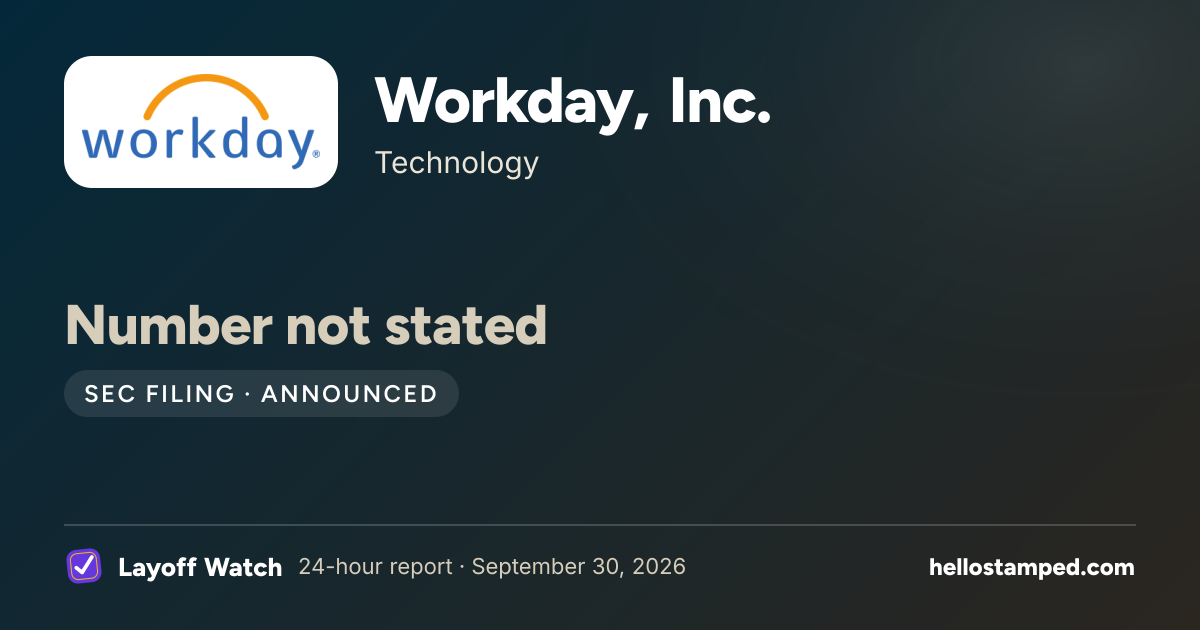 Workday, Inc.: Number not stated — a shareable card summarising this report